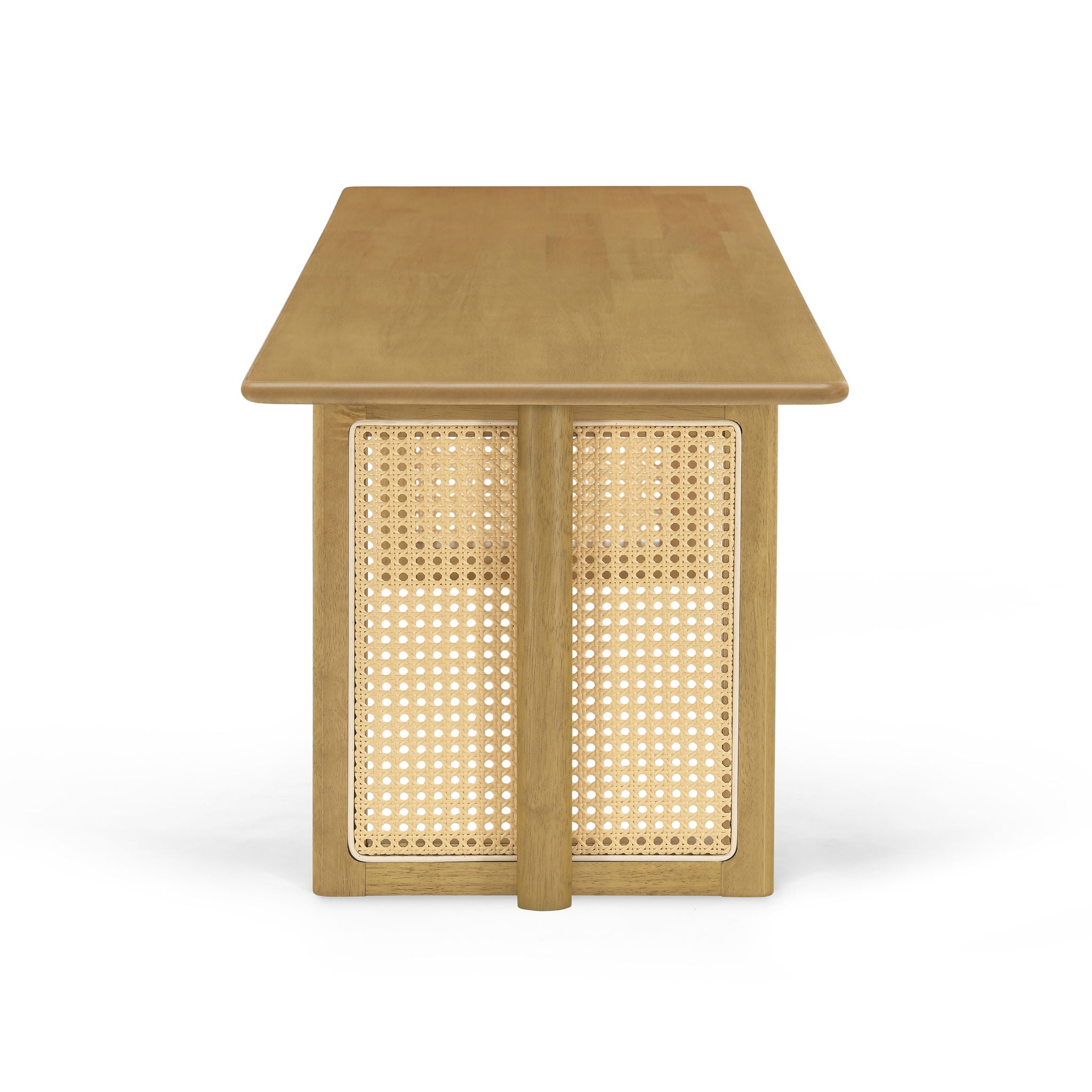 Dining Bench With Rattan Weave