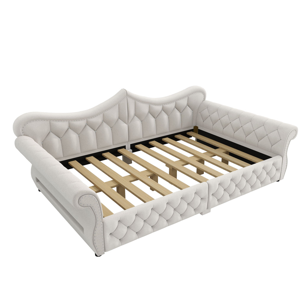 Upholstered Daybed With LED Lighting And Nailhead Trim