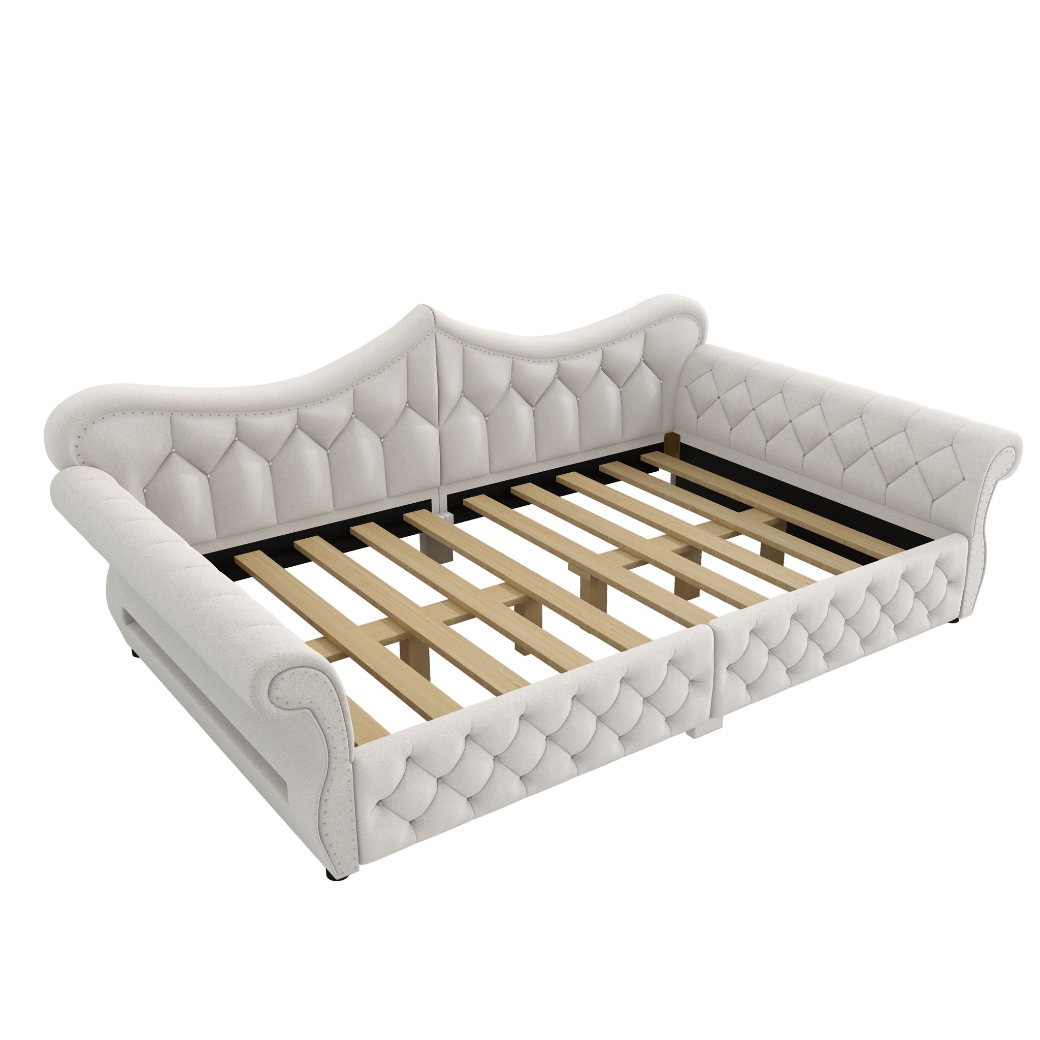 Upholstered Daybed With LED Lighting And Nailhead Trim
