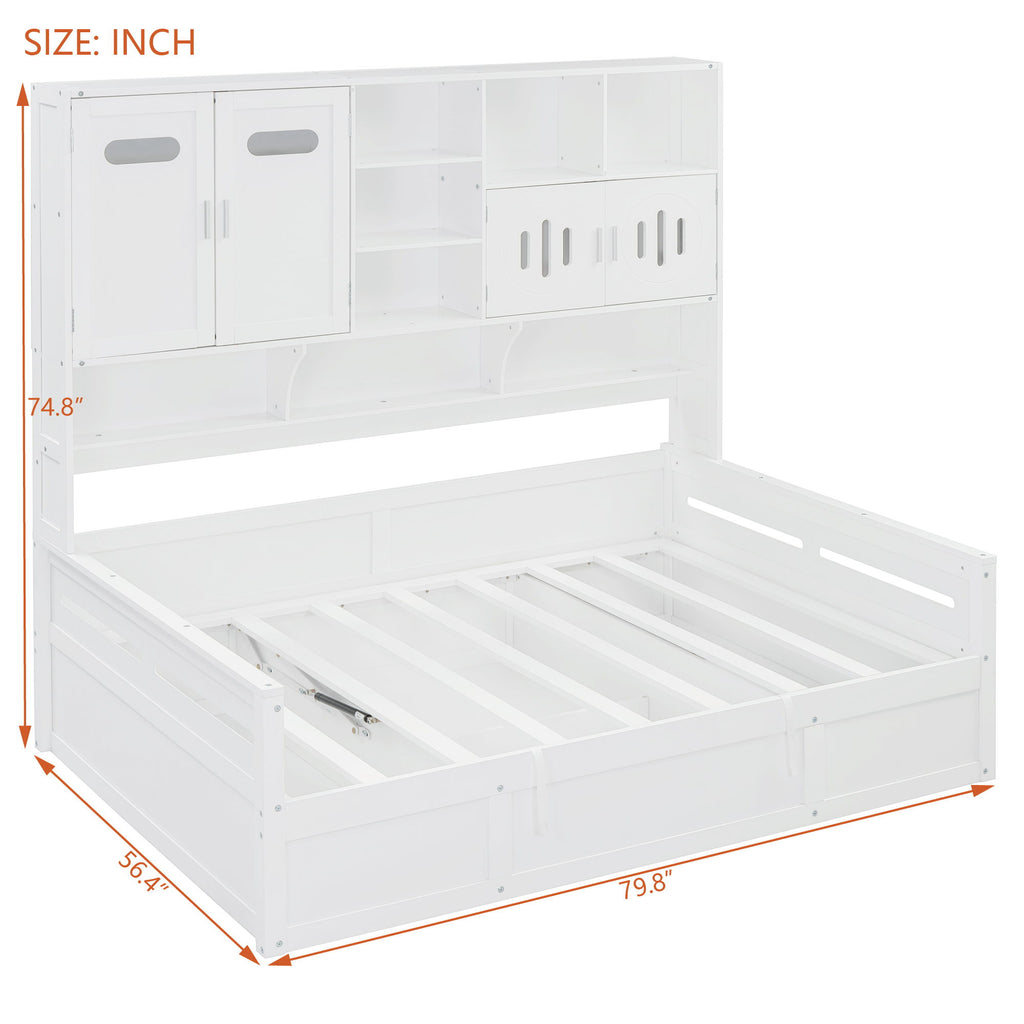 Daybed With All-In-One Cabinet And Shelf