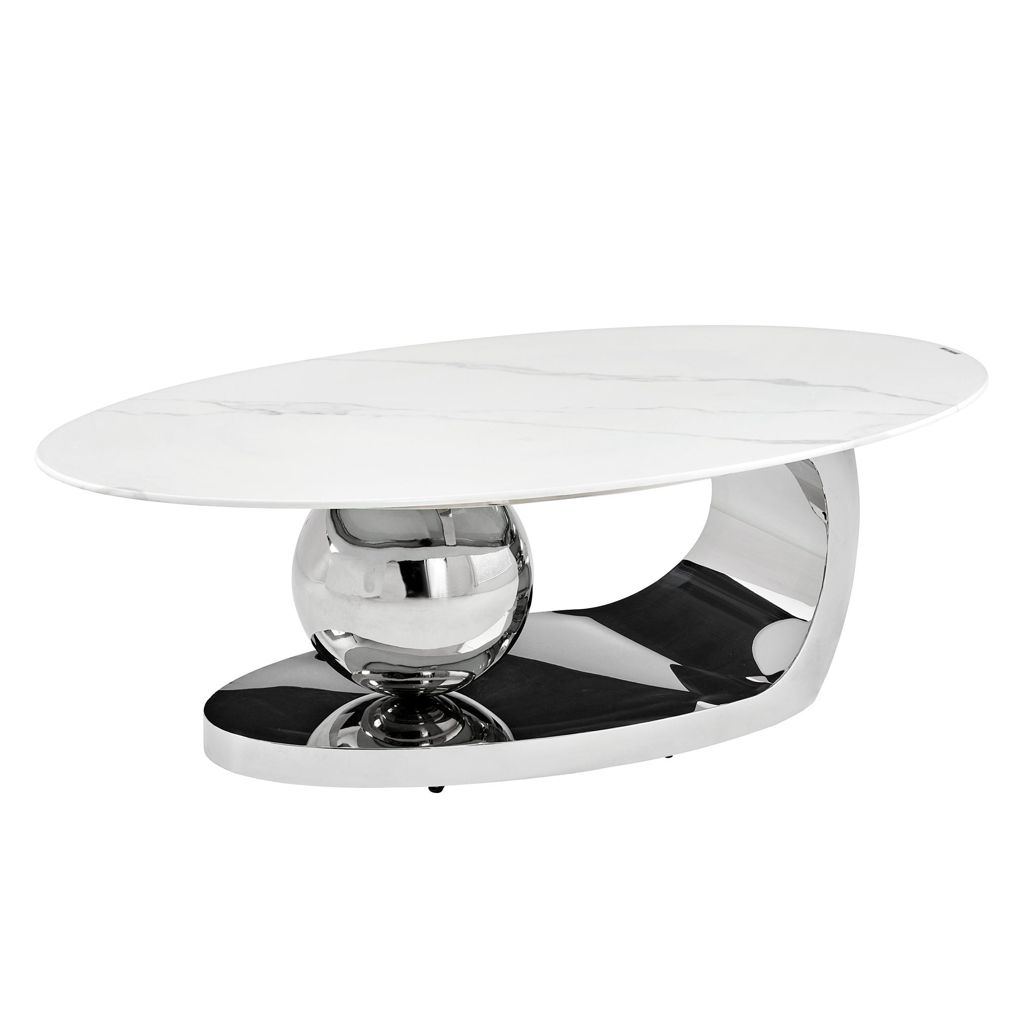 Oval Coffee Table With Geometric Precision
