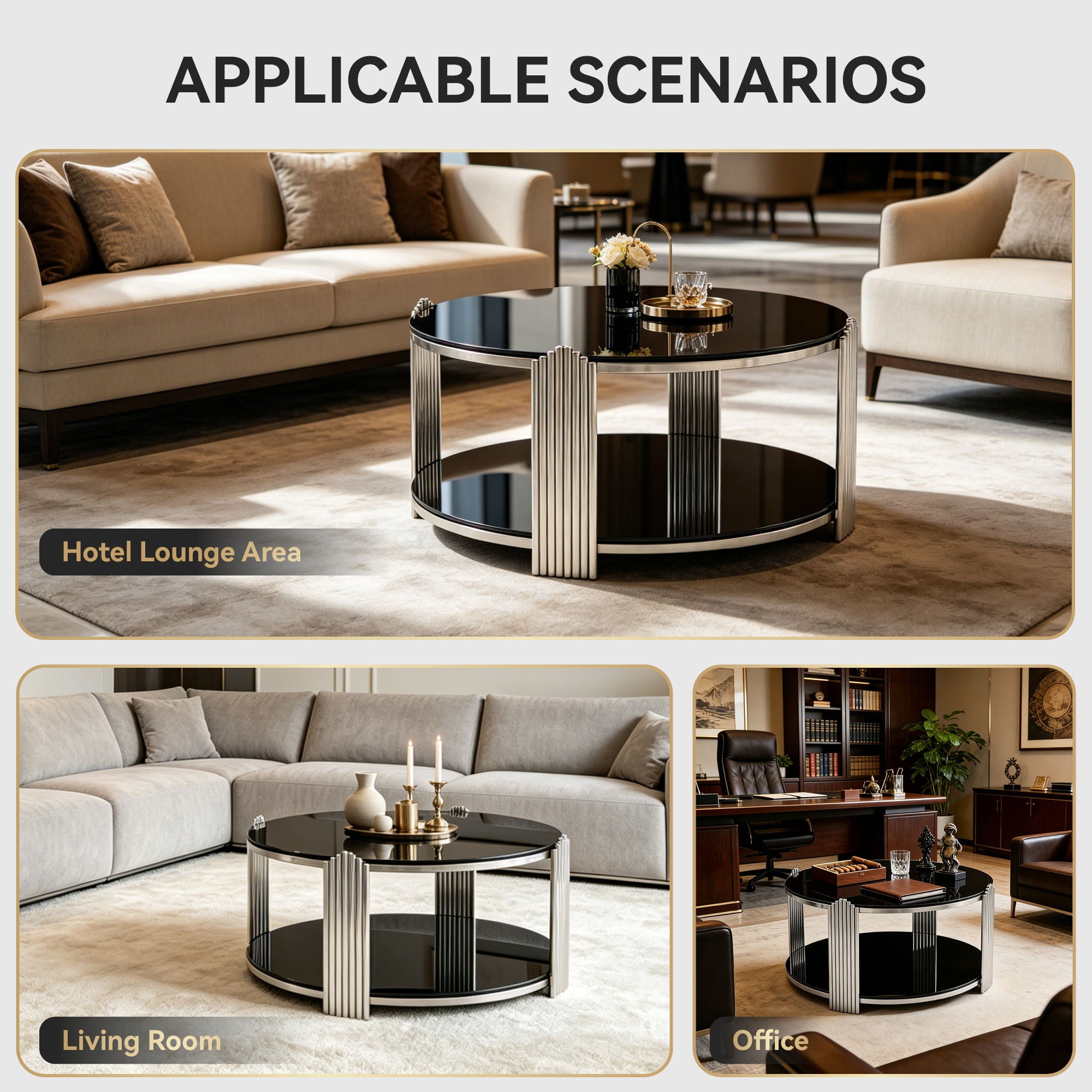 Round Table With Double Layer Storage