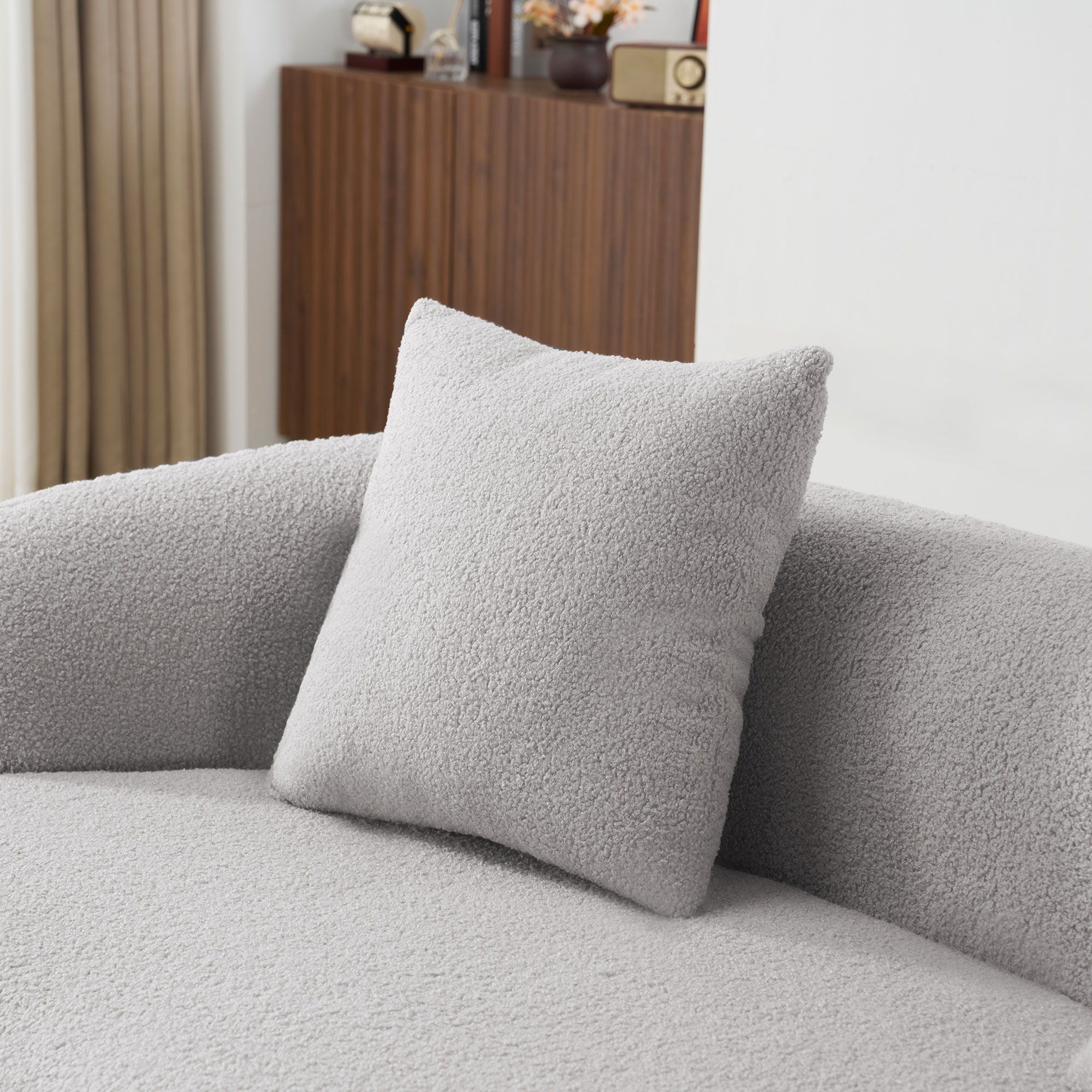 Curved Loveseat Sofa With Round Armrest