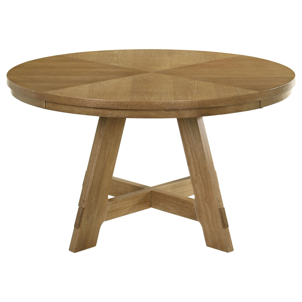 Kent - 5 Piece Dining Table Set With Upholstered Chairs - Brown Oak