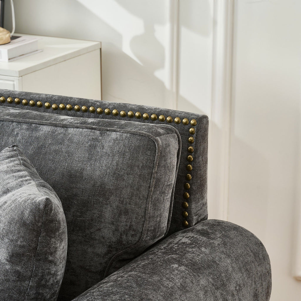 Modern 3 And 2 Seater Sofa With Rolled Arms, Tufted Upholstered Couch