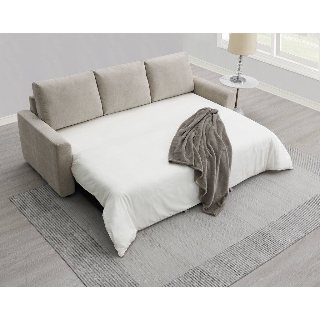 Leira - Linen Pull Out Sleeper Sofa - Beige