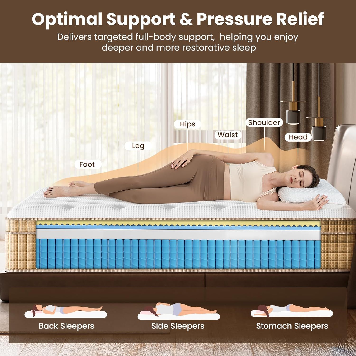 Snooze Mattress Company Glacier - 12" Euro Top Medium Firm Hybrid Mattress With Independently Encased Coils & Gel Memory Foam