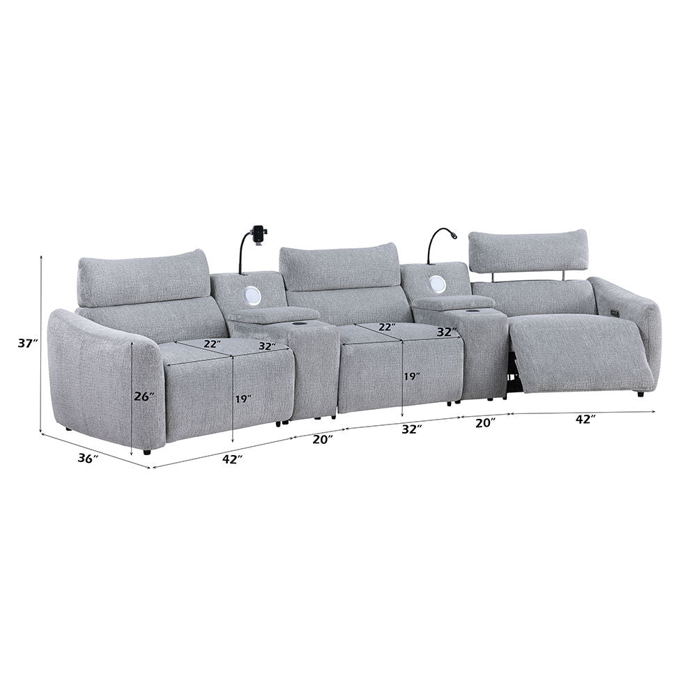Fullar - RAF Modular Power Motion Recliner - Light Gary Chenille