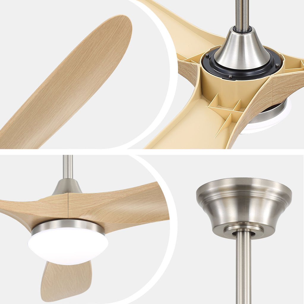 Smart Ceiling Fan With Lights, 3 Blades, Reversible Quiet DC Motor For Indoor