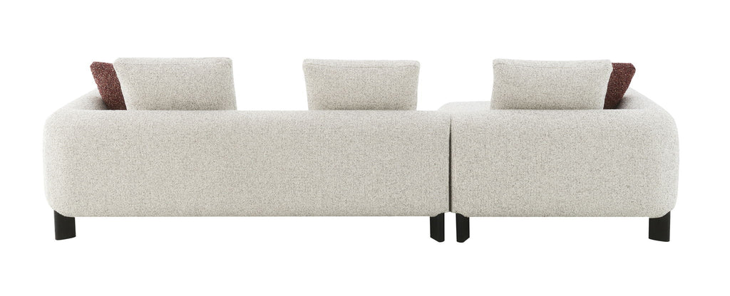 Mardi - Tweed Sectional Sofa With 3 Pillows - Maroon / Beige