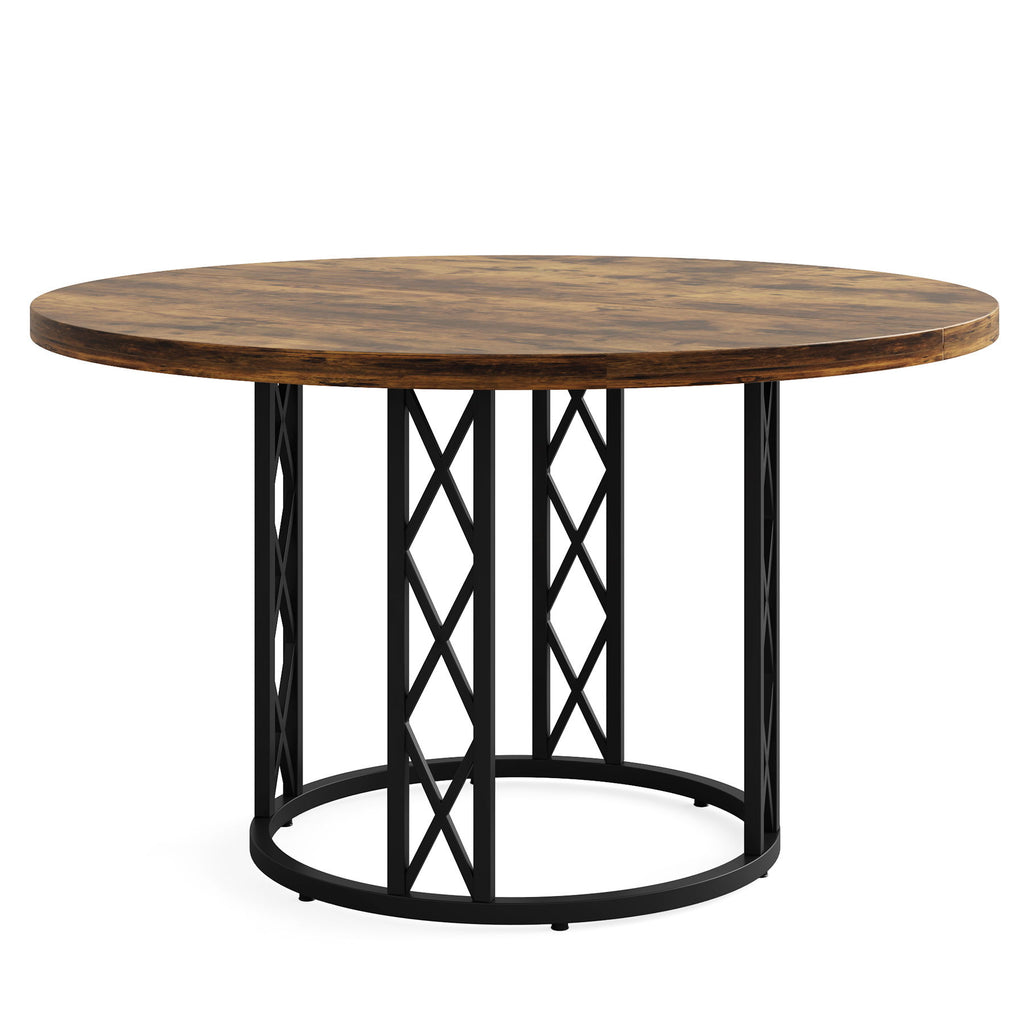 Round Dining Table With Circle Base - Brown / Black