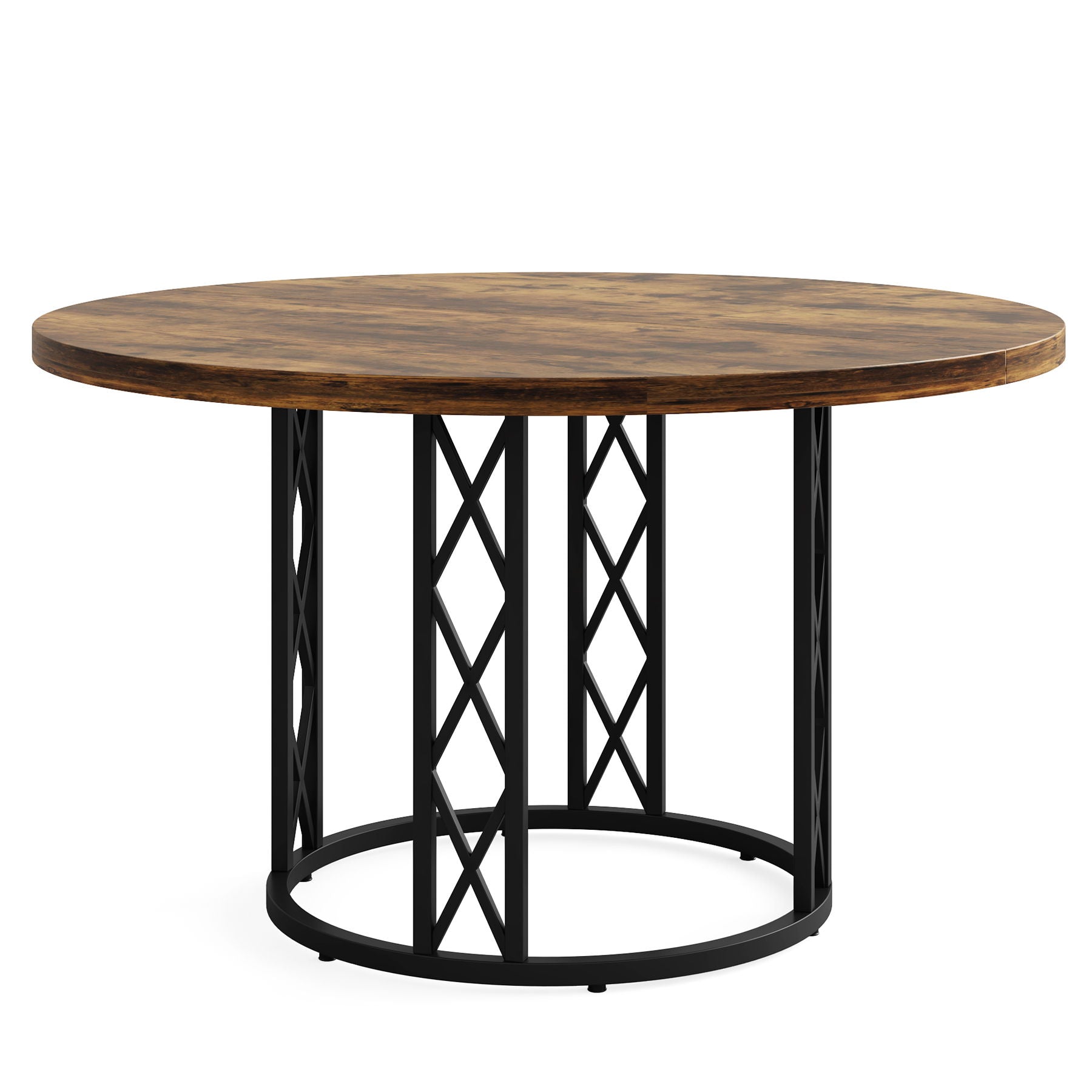 Round Dining Table With Circle Base - Brown / Black