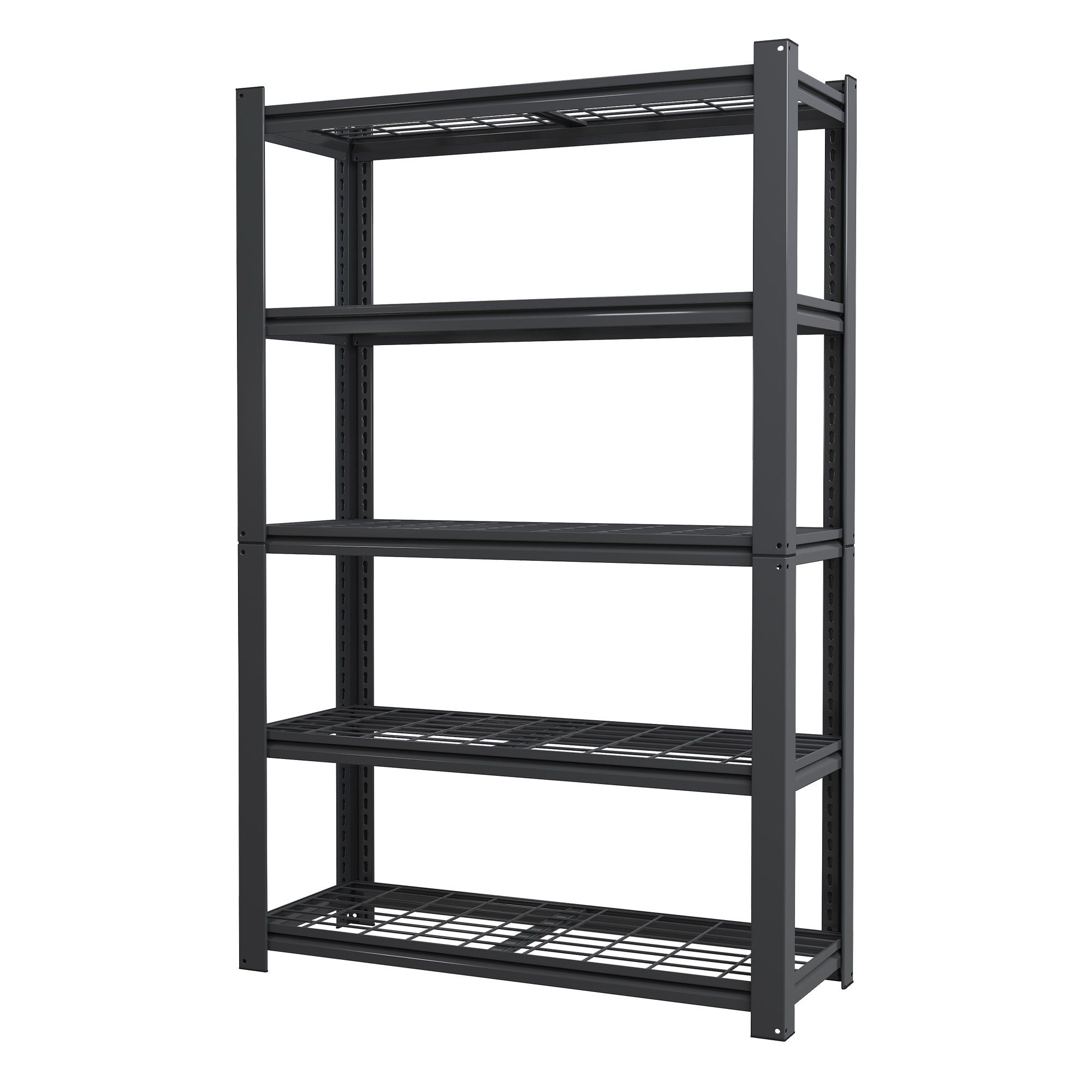 Heavy Duty 5 Tier Adjustable Metal Mesh Storage Rack With 2000 Lbs Capacity - Brushed Nickel