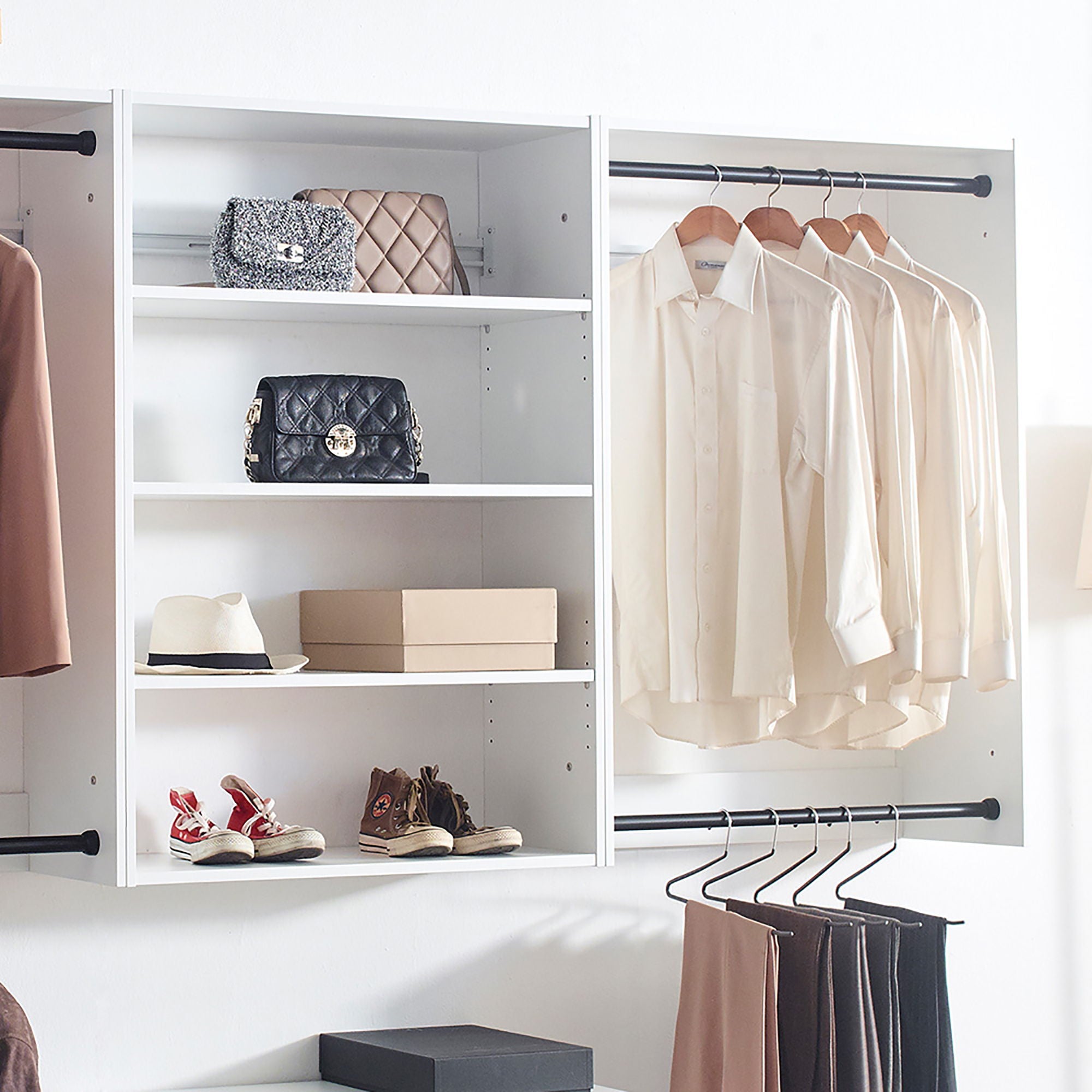 Devi - Wall Mounted Wood Closet System With Modular Units