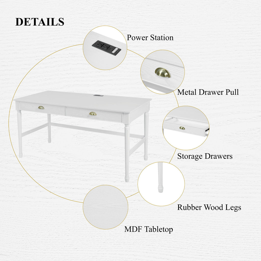 Modern Writing Desk With Drawers For Home Office