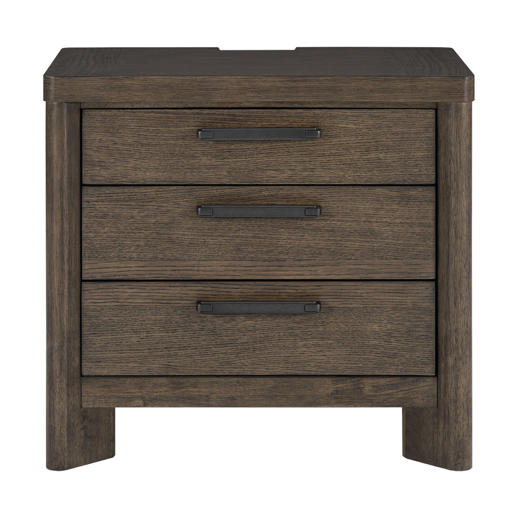 3 Drawer Nightstand With USB - Dark Oak