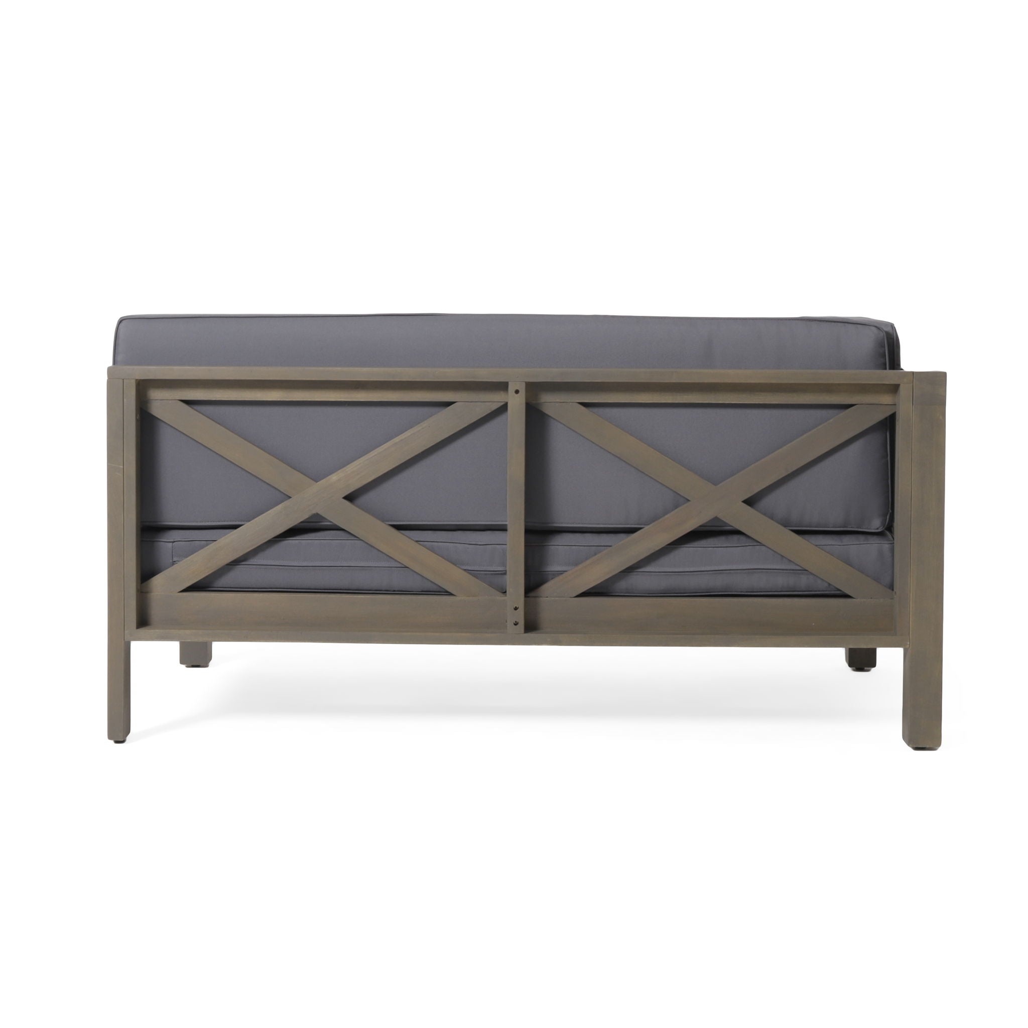 Aura - 2 Piece Outdoor Set With X Back Left Bench And Corner - Dark Gray