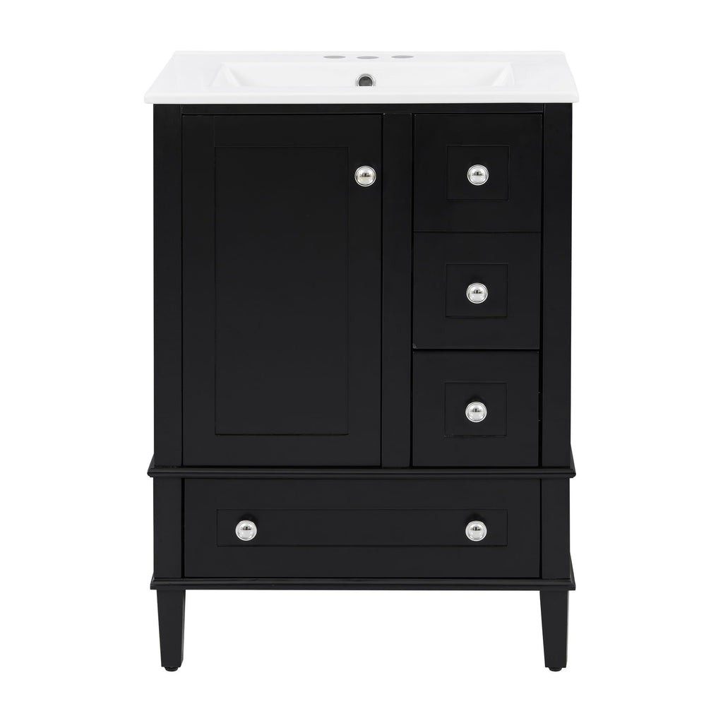 Bathroom Vanity With Integrated Basin, Soft Close Drawers, Door Mounted Double Layer Shelf