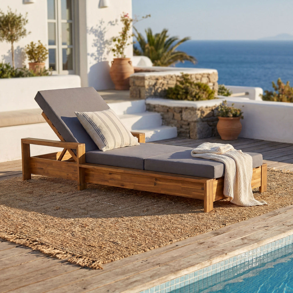 Chaise Lounge With 3 Fold Cushion Set, 3 Position Adjustable Backrest