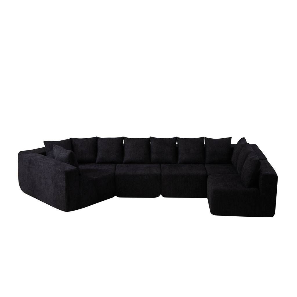 L - Shaped Modular Sofa With Deep Seat And 11 Pillows