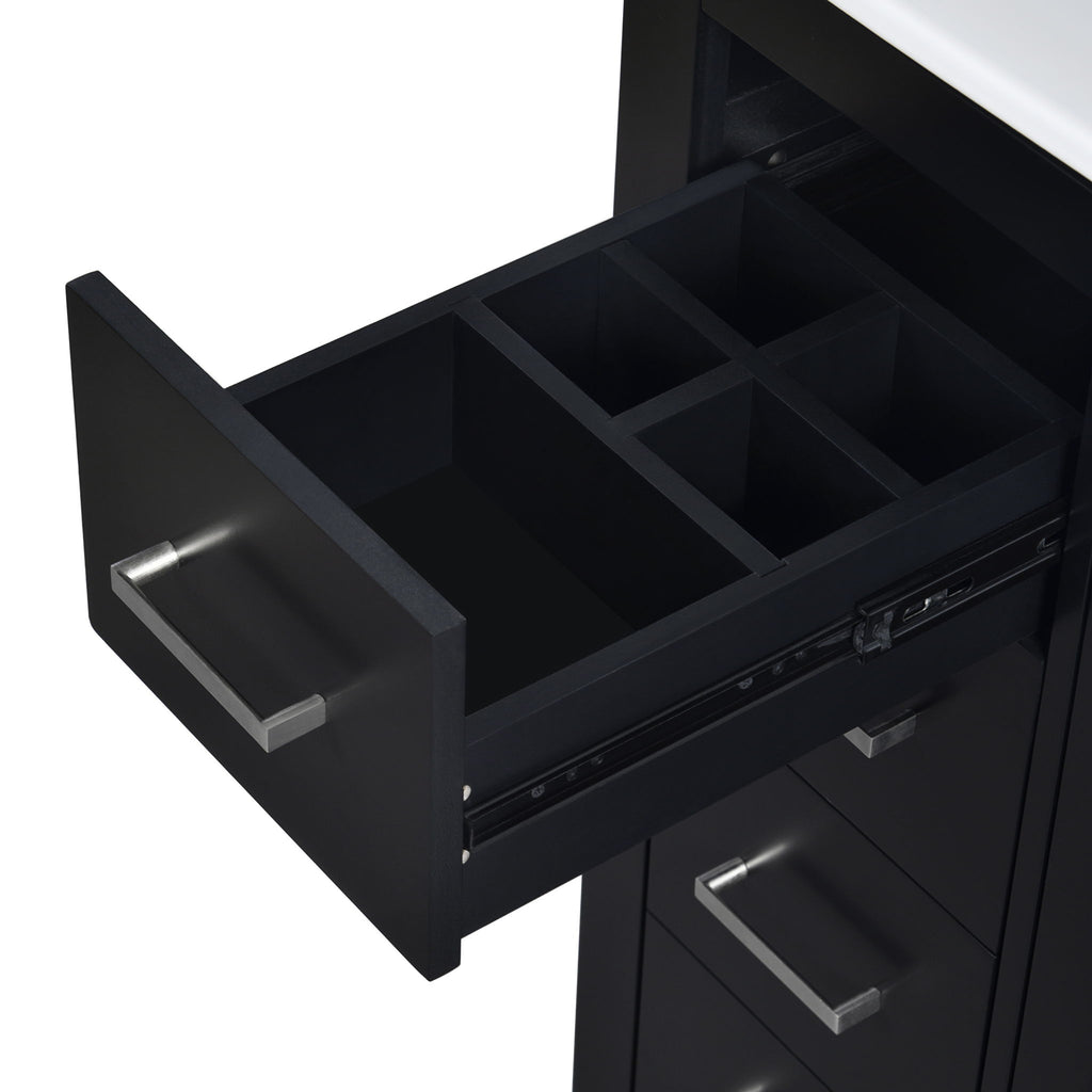 Ceramic Sink Combo, Freestanding Vanity Set With 3 Drawers & Soft Closing Doors