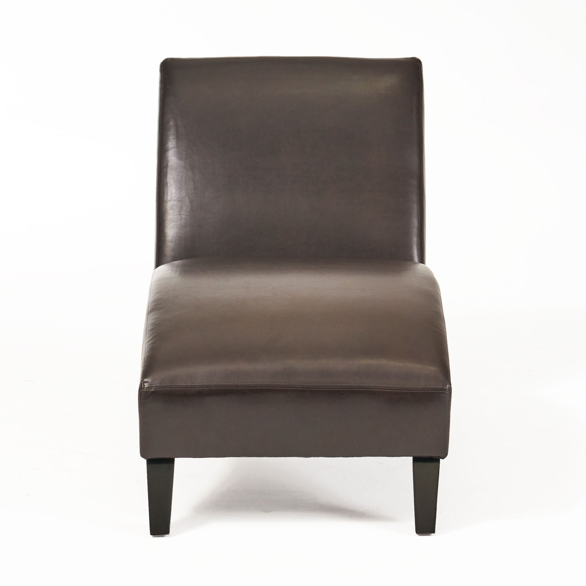 Upholstered Leather Chaise Lounge With Curved Design - Brown