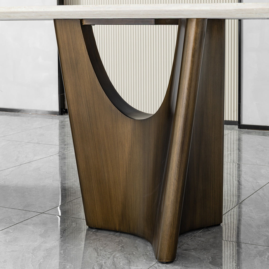 Dining Table - Beige / Bronze Golden