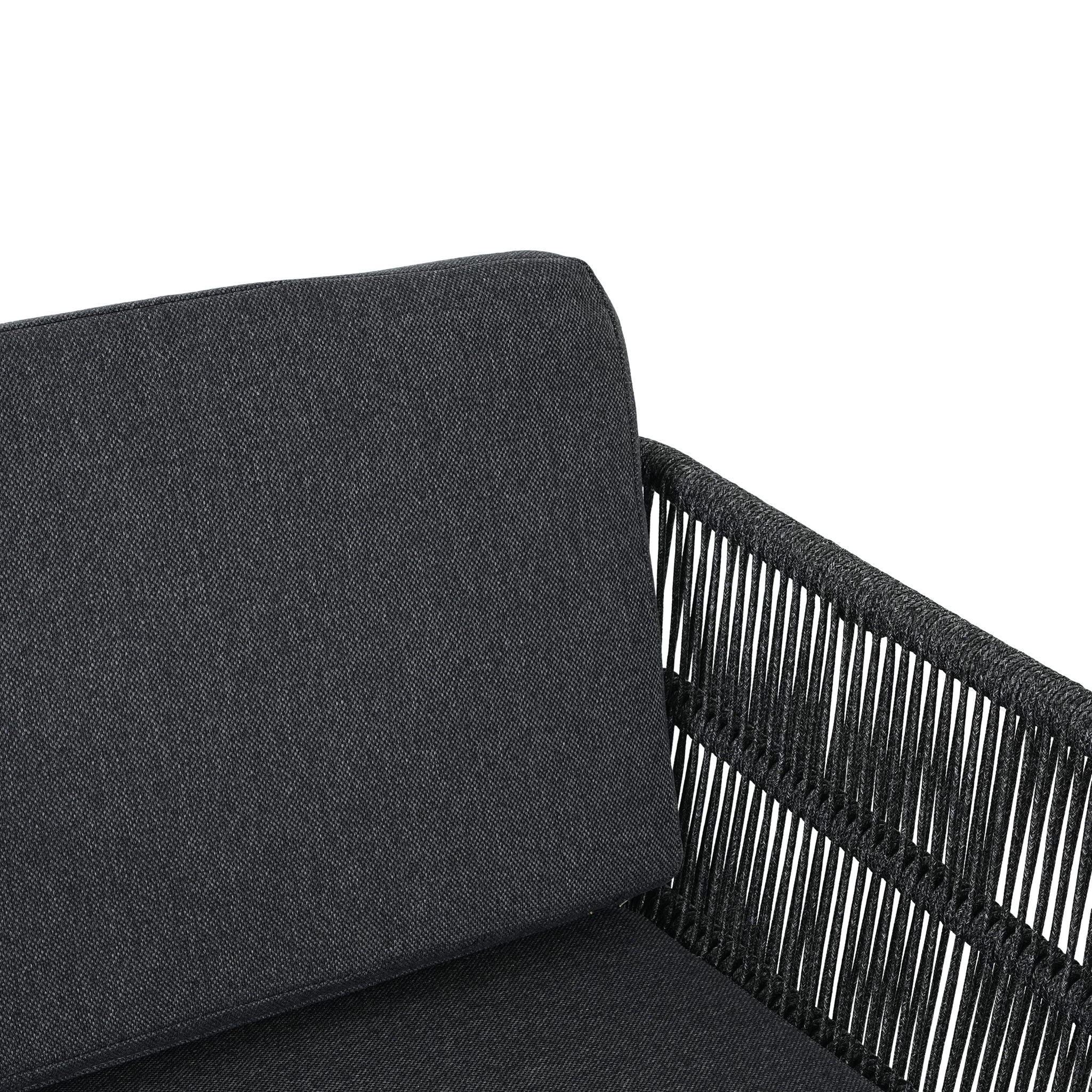 7 Piece Outdoor Dining Set With Table And 6 Chairs - Black / Teak / Gray
