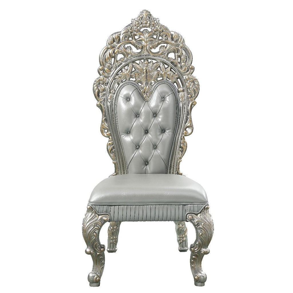 Sandoval - Side Chair (Set of 2) - Beige Synthetic Leather & Champagne