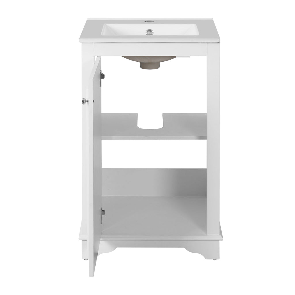 Bathroom Vanity With Sink, Freestanding Single Cabinet Set, Soft Close Door, Adjustable Shelf