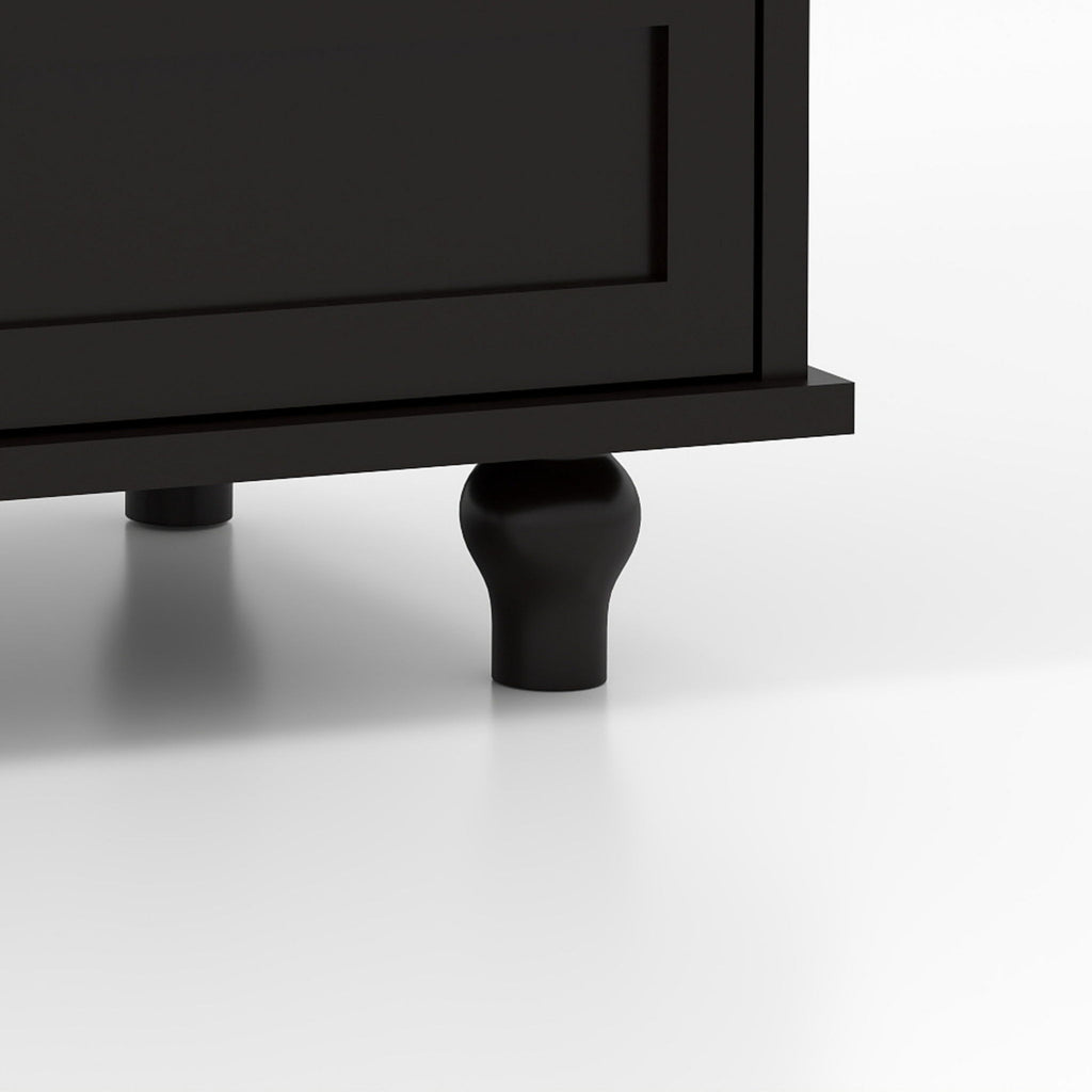 Minimalist Buffet Cabinet With Double Glass Doors And Drawer