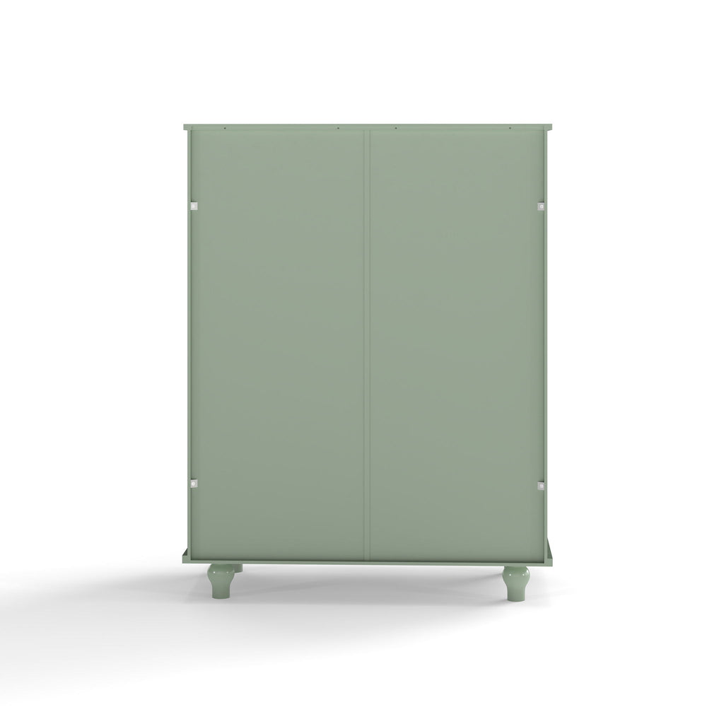 Minimalist Buffet Cabinet With Double Glass Doors And Drawer