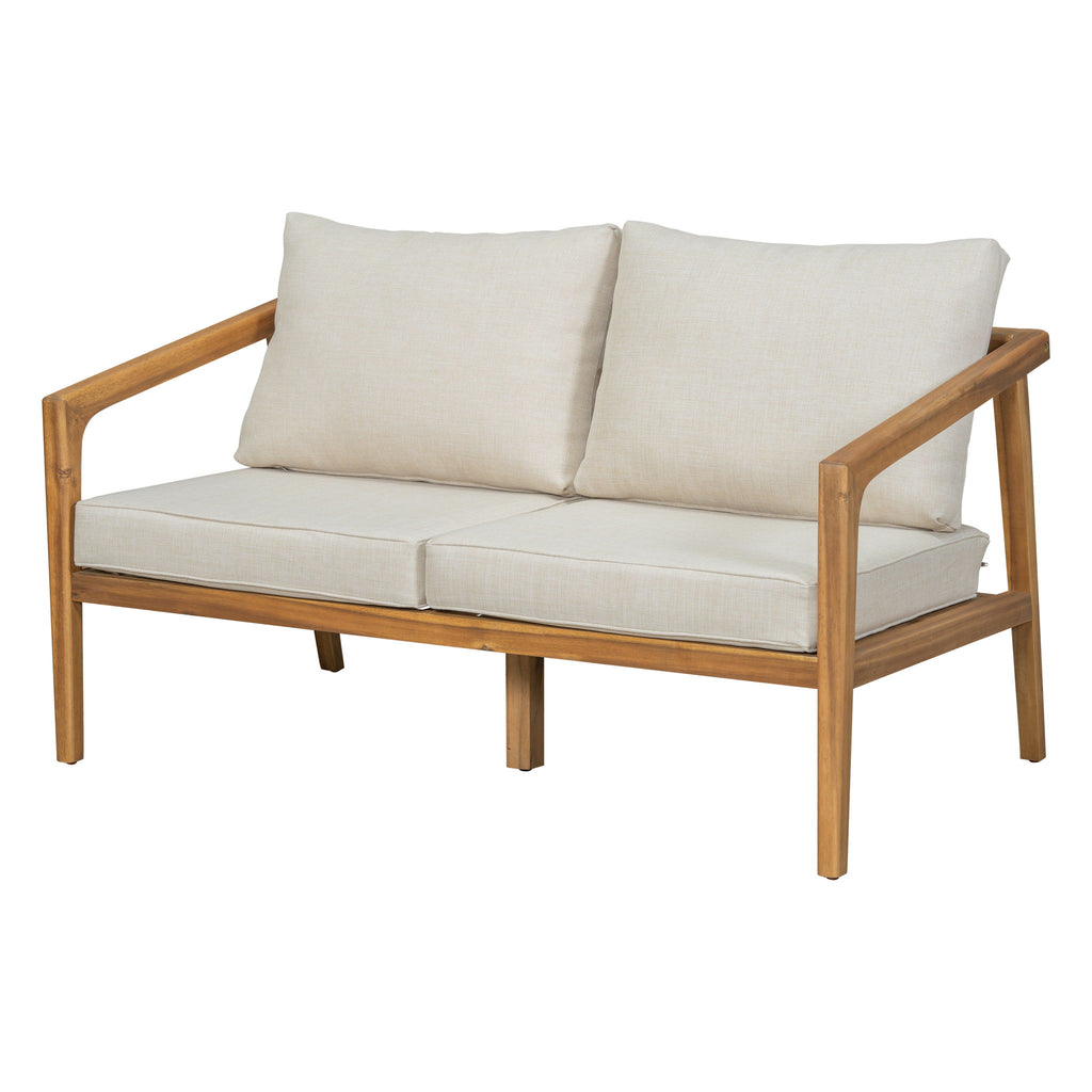 Westin - Outdoor Acacia Wood 4 Pieces Chat Set - Teak / Beige