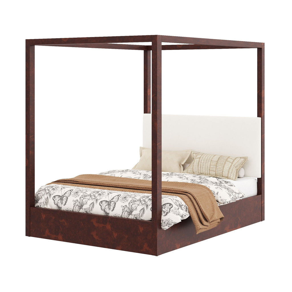 Canopy Platform Bed With Upholstered Headboard