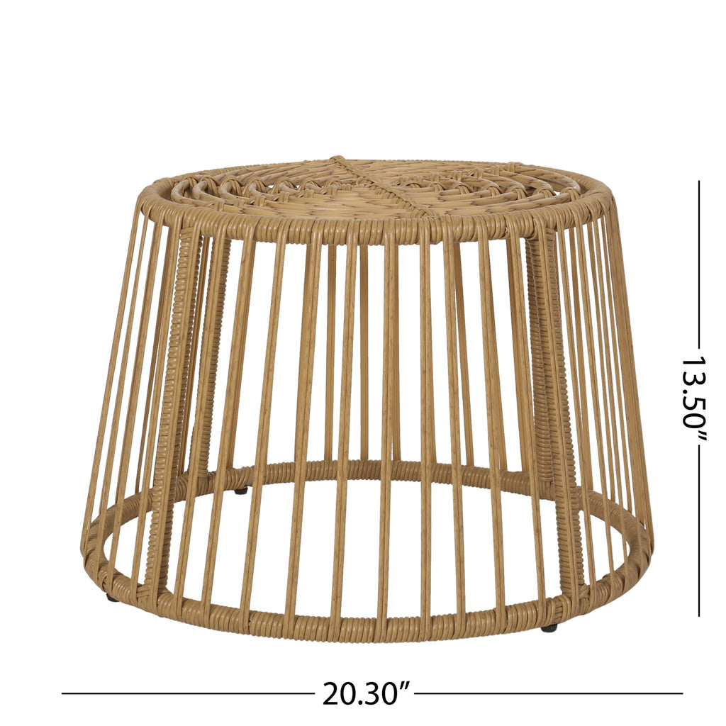 2 Piece Rattan Patio Set With Club Chair And Side Table - Beige / Light Brown