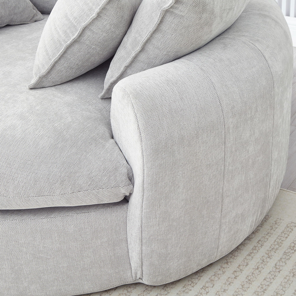 Modern Round Chaise Sofa With 8 Throw Pillows