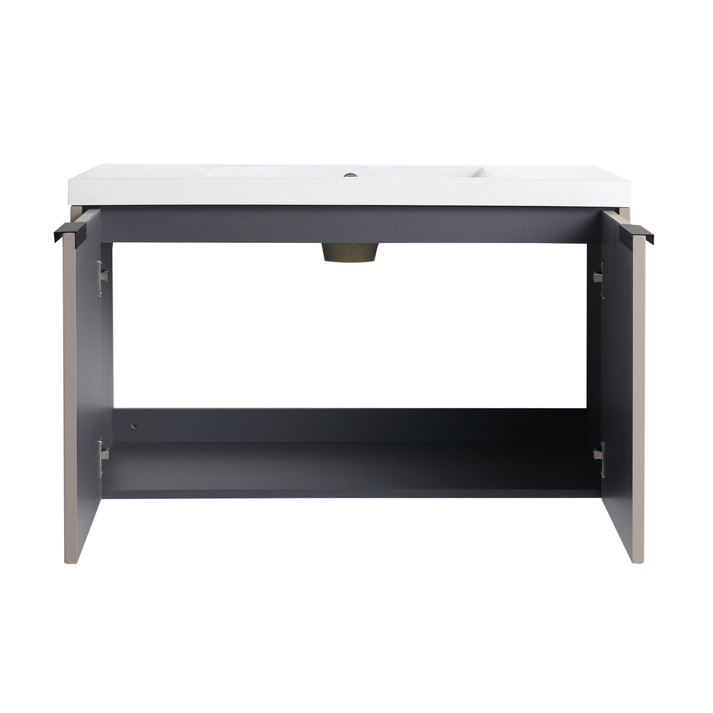 Contemporary Wall Mounted Bathroom Vanity With Resin Double Sink