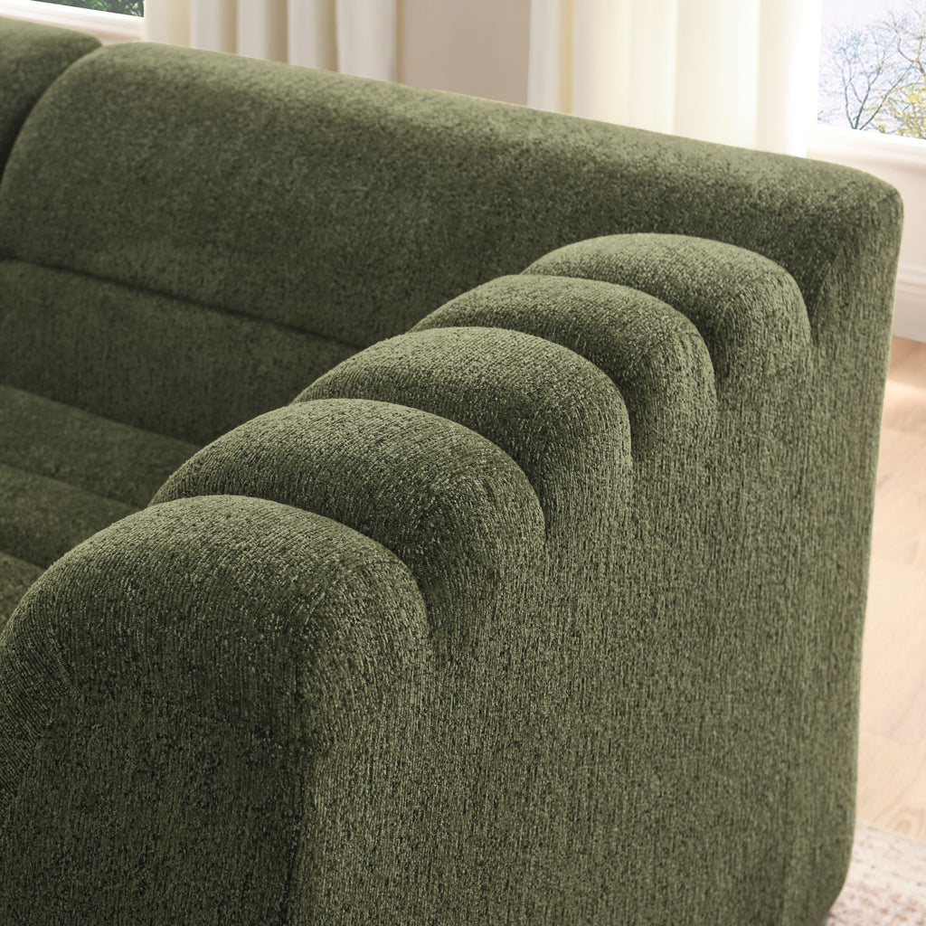 Upholstered L-Shaped Modular Sectional Sofa With Chaise, Wave-Shaped Armrest