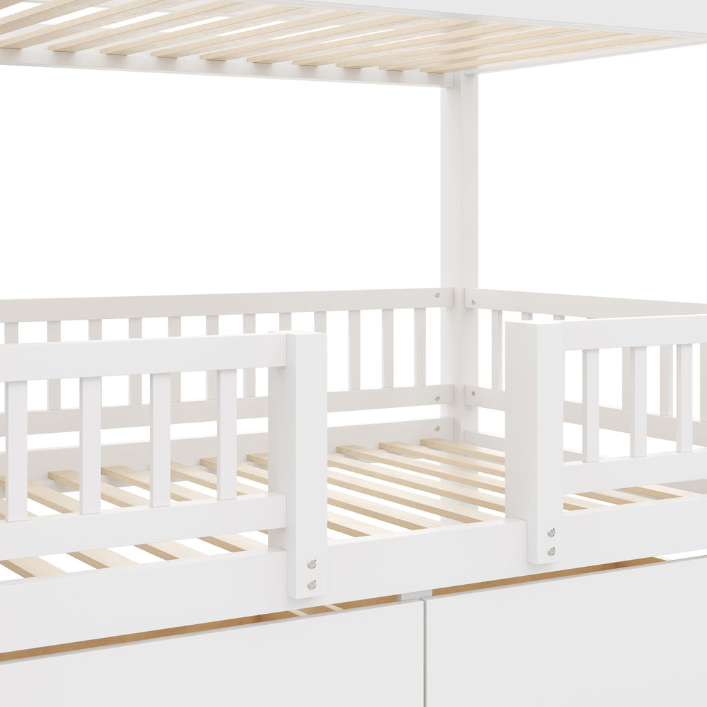 Bunk Bed With Storage Staircase, Slide And 2 Drawers