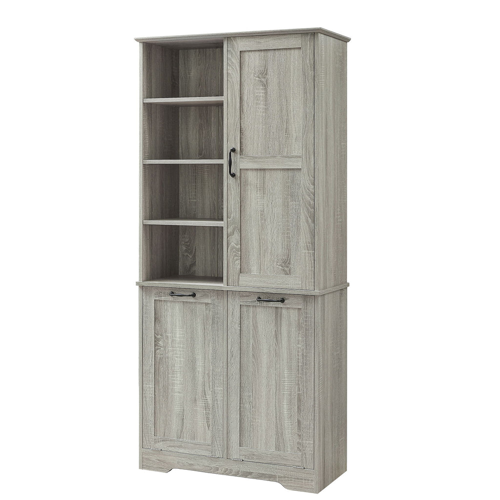 Freestanding Bathroom Storage Cabinet With Doors And Drawers, Adjustable Shelves, Tilt-Out Laundry Hamper