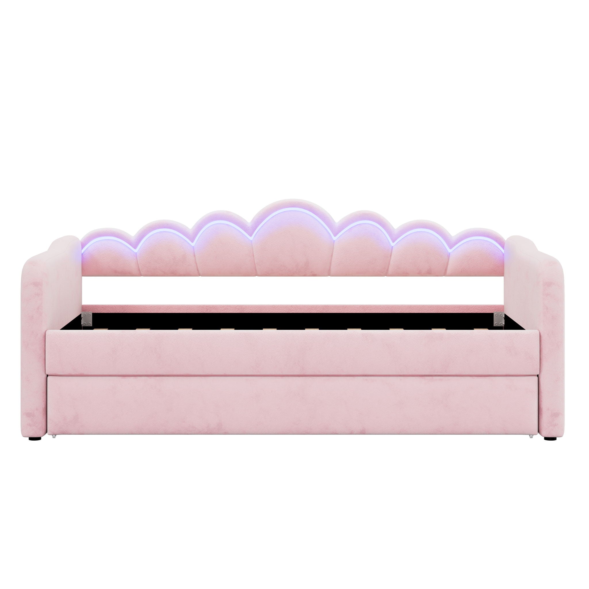 Upholstered Daybed With Adjustable LED Trundle
