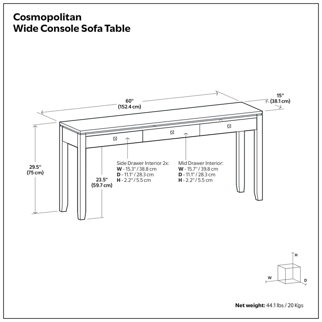 Cosmopolitan - Wide Console Sofa Table - Mahogany Brown