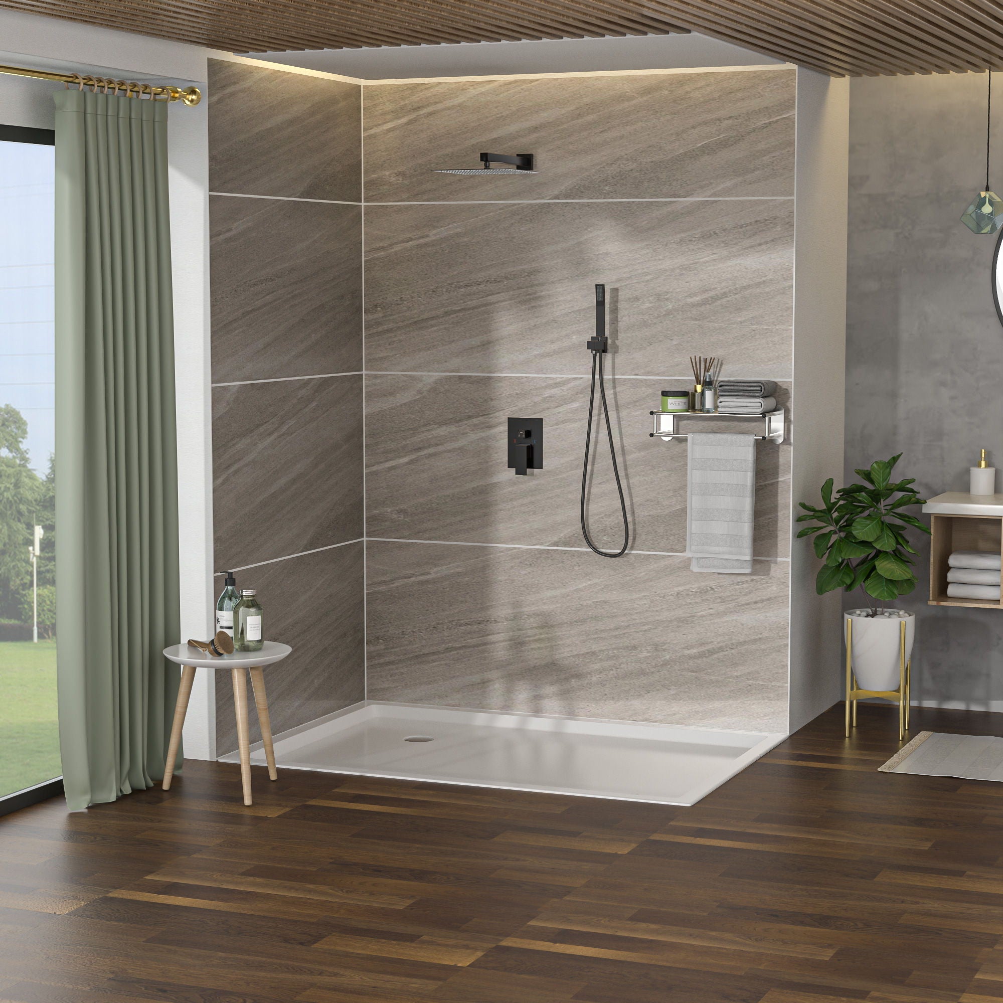Dual Shower Head 10" Wall Mounted Square Shower System