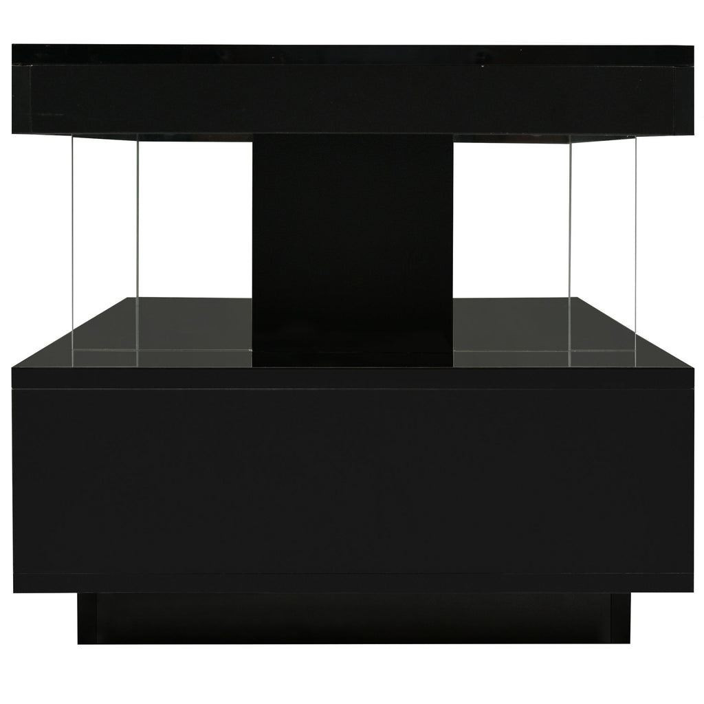 LED Coffee Table With 2 Drawers And Display Shelves