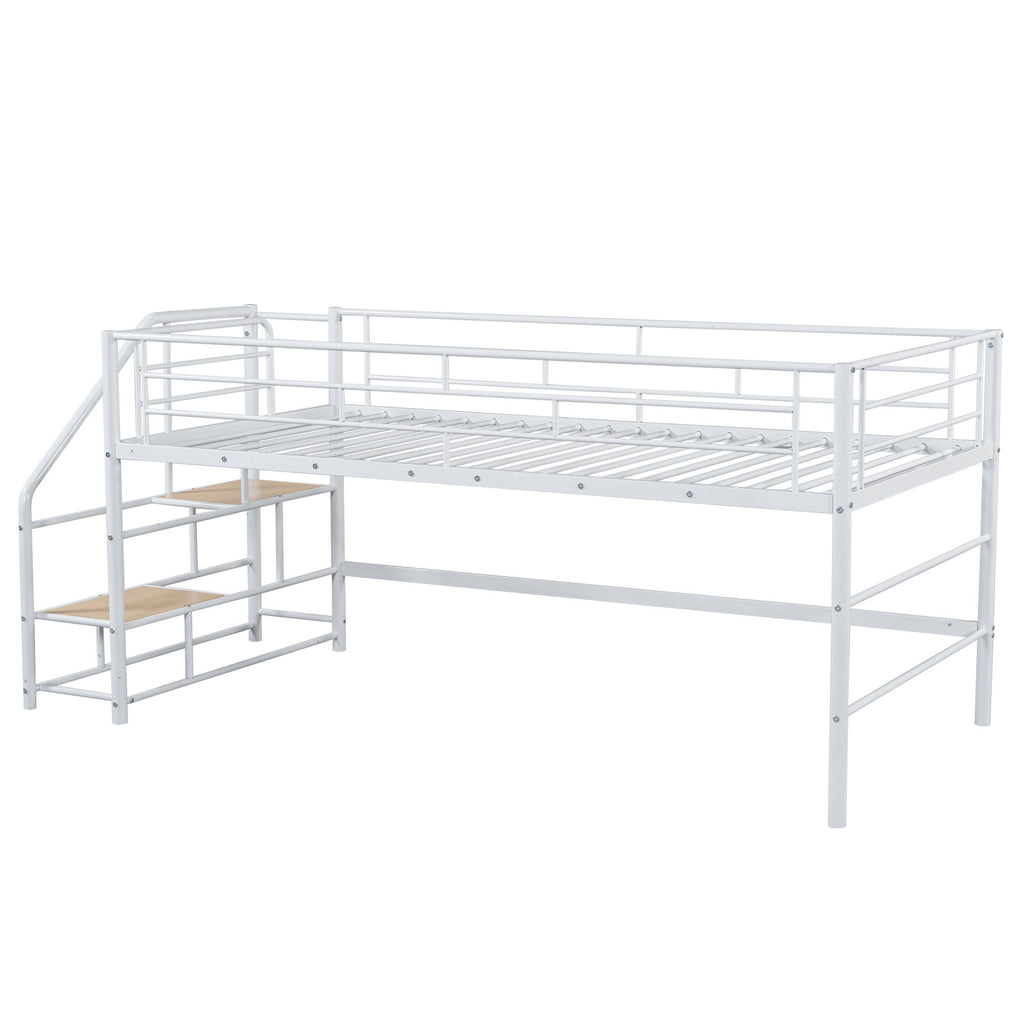 Loft Bed With Storage Stairs And Metal Frame