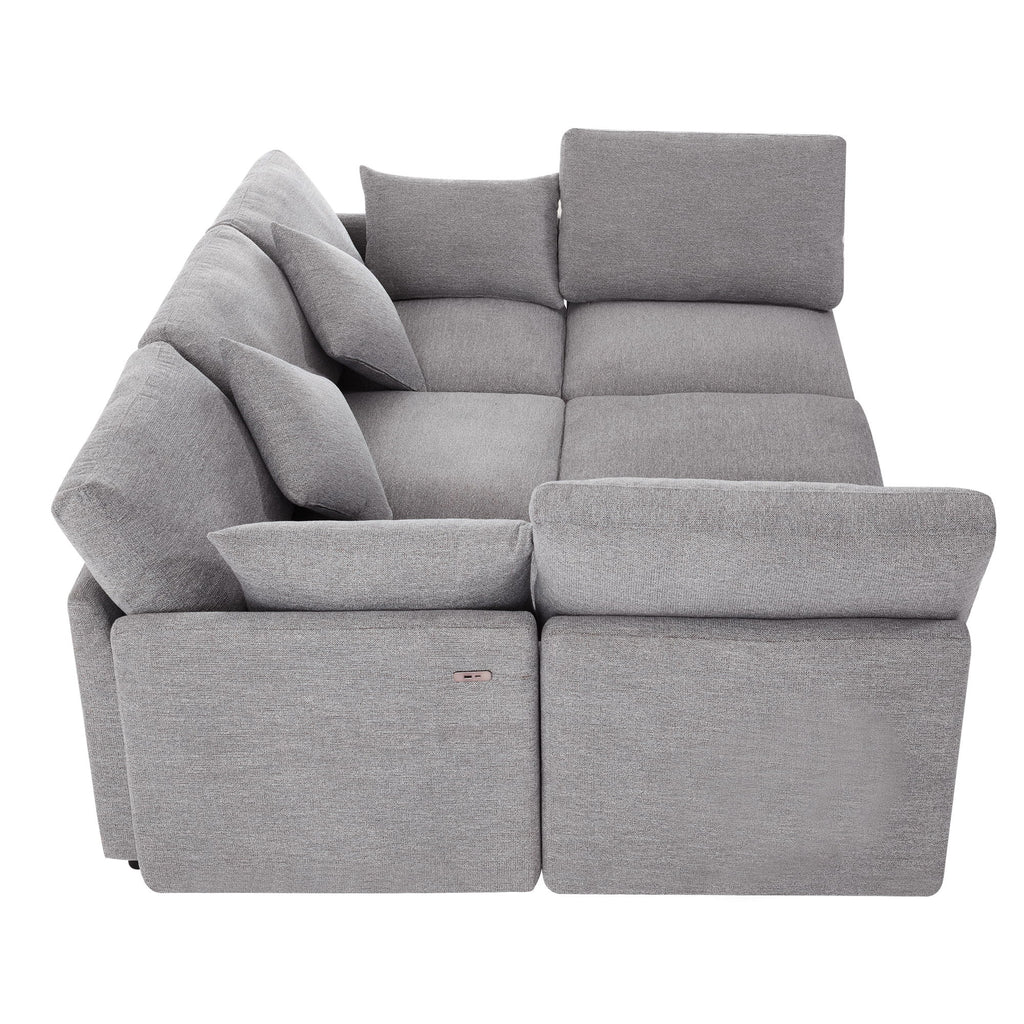 Sectional Sofa Modular U-Shaped With Ottoman & USB Ports