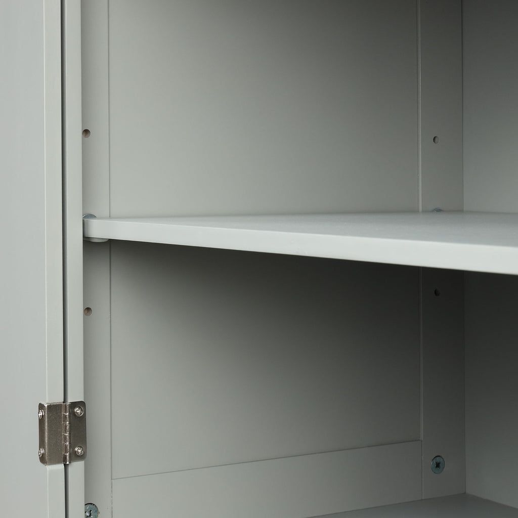Tall Freestanding Bathroom Storage Cabinet With 2 Drawers And Adjustable Shelf