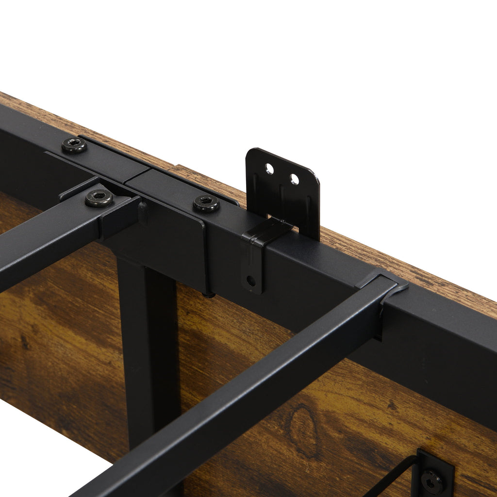 Contemporary Bed Frame With Storage Headboard, Charging Station, LED Lights
