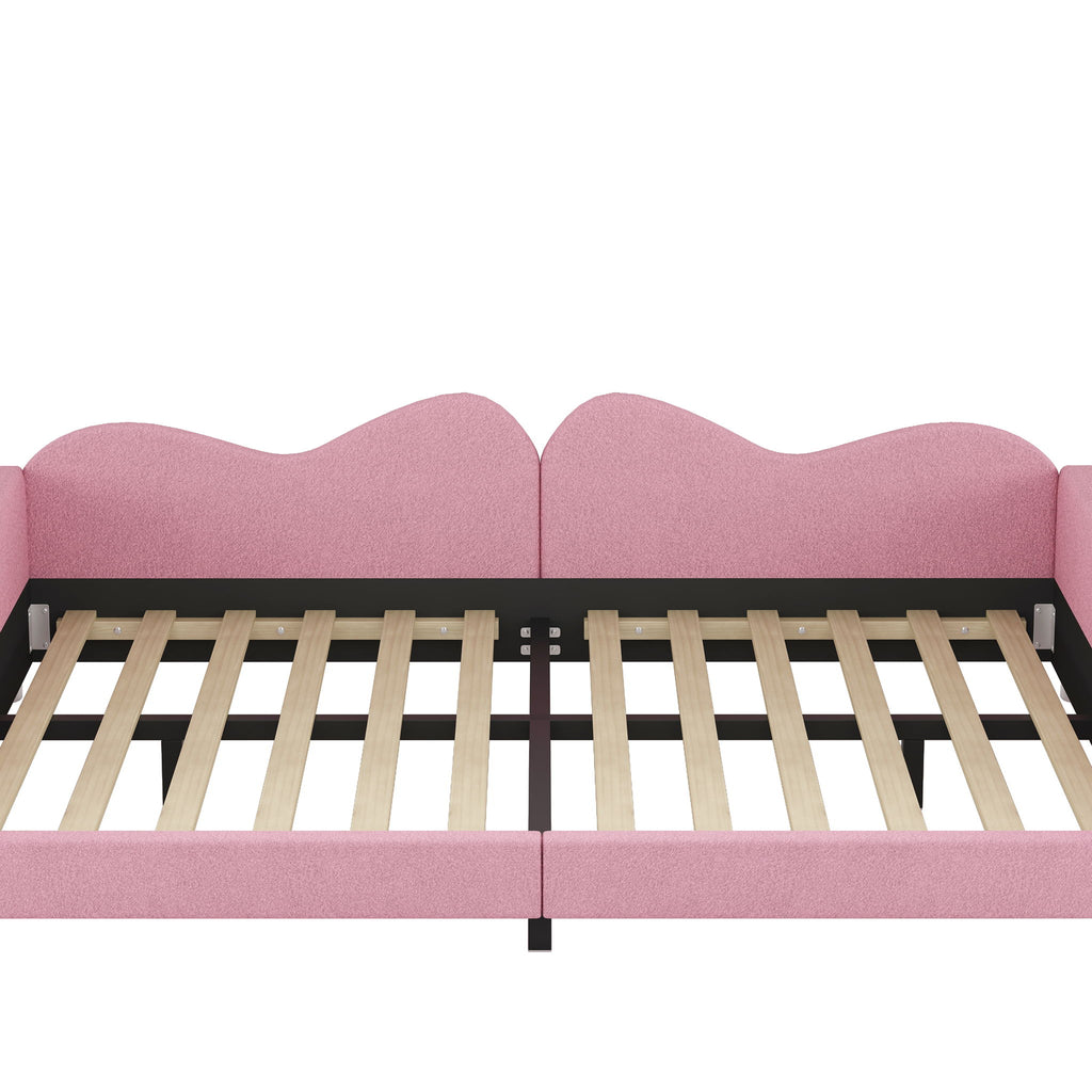Upholstered Daybed, Sherpa Fabric Sofabed With Cloud-Shaped Backrest
