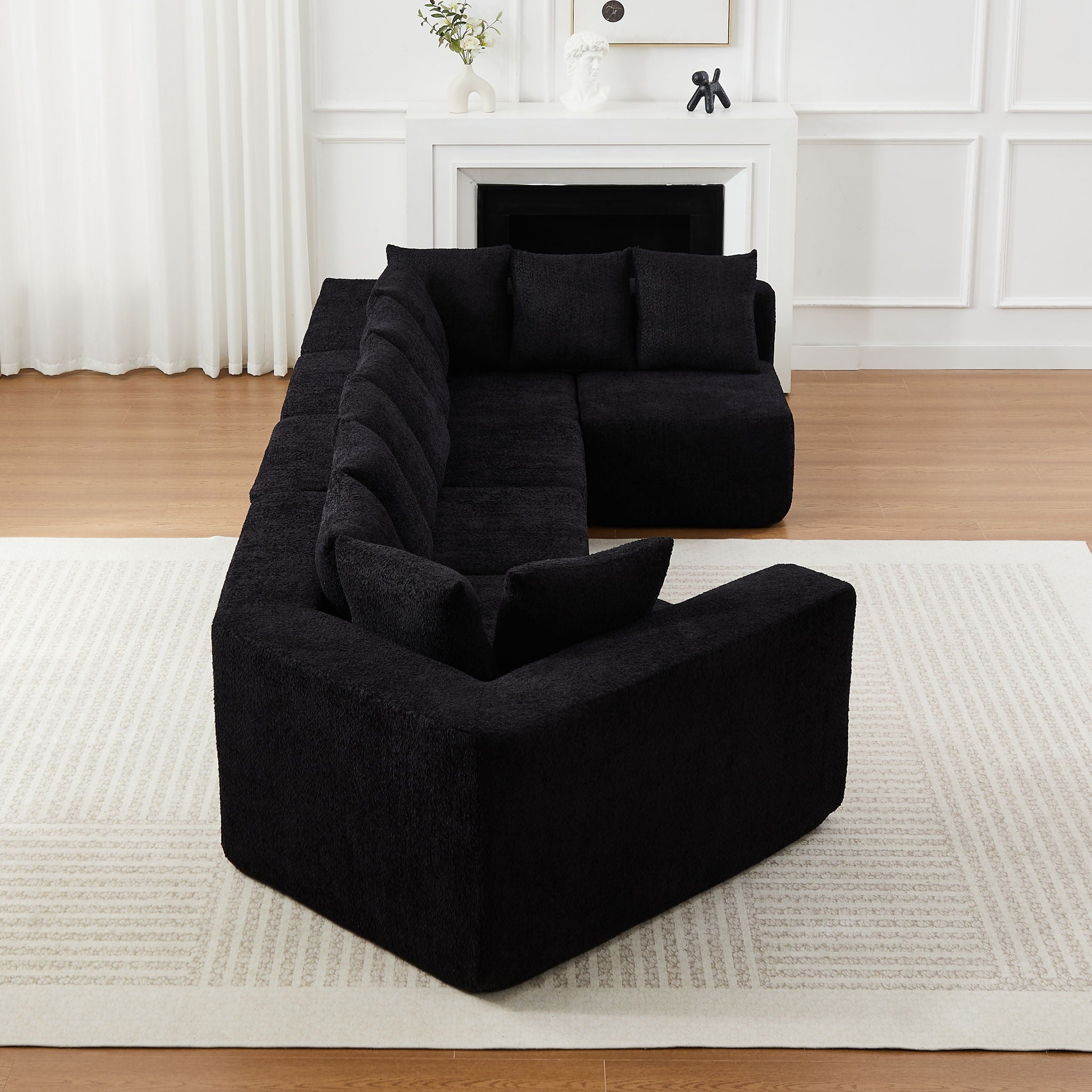 L - Shaped Modular Sofa With Deep Seat And 11 Pillows